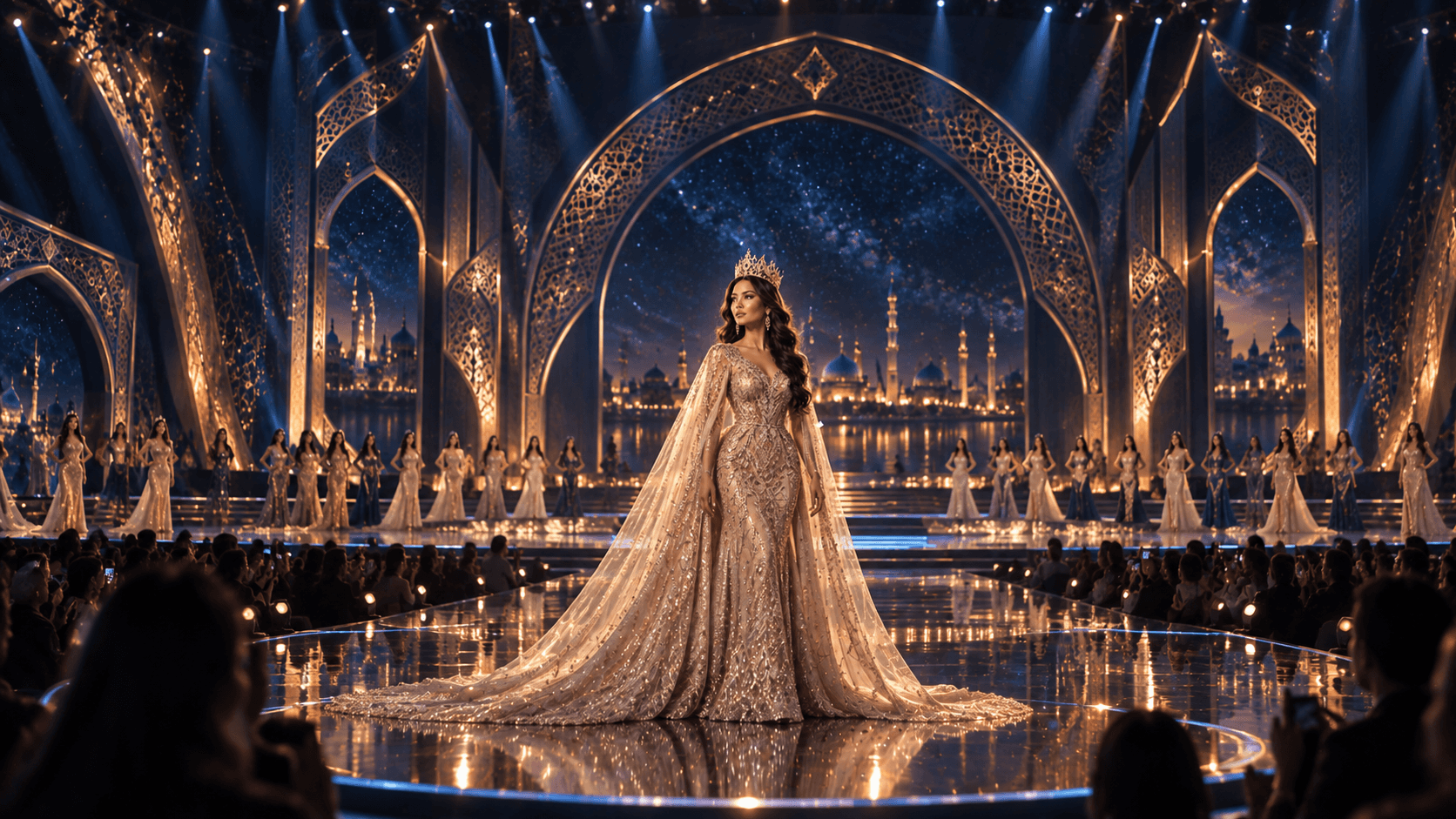 Международная сцена Miss Turkic во время торжественной церемонии конкурса